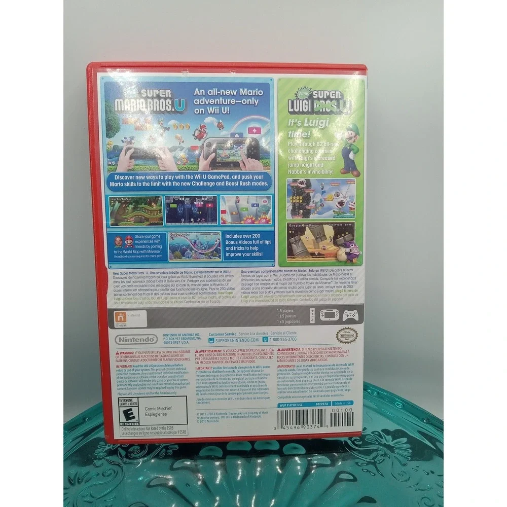 Super Mario Bros.‎ U + Used Super Luigi U (Nintendo Wii U, 2013) No Manual Faded